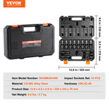 VEVOR 360 Degree Swivel Impact Sockets Set 14pcs 6-Point 3/8in Drive Socket Set - Close-Up Angle