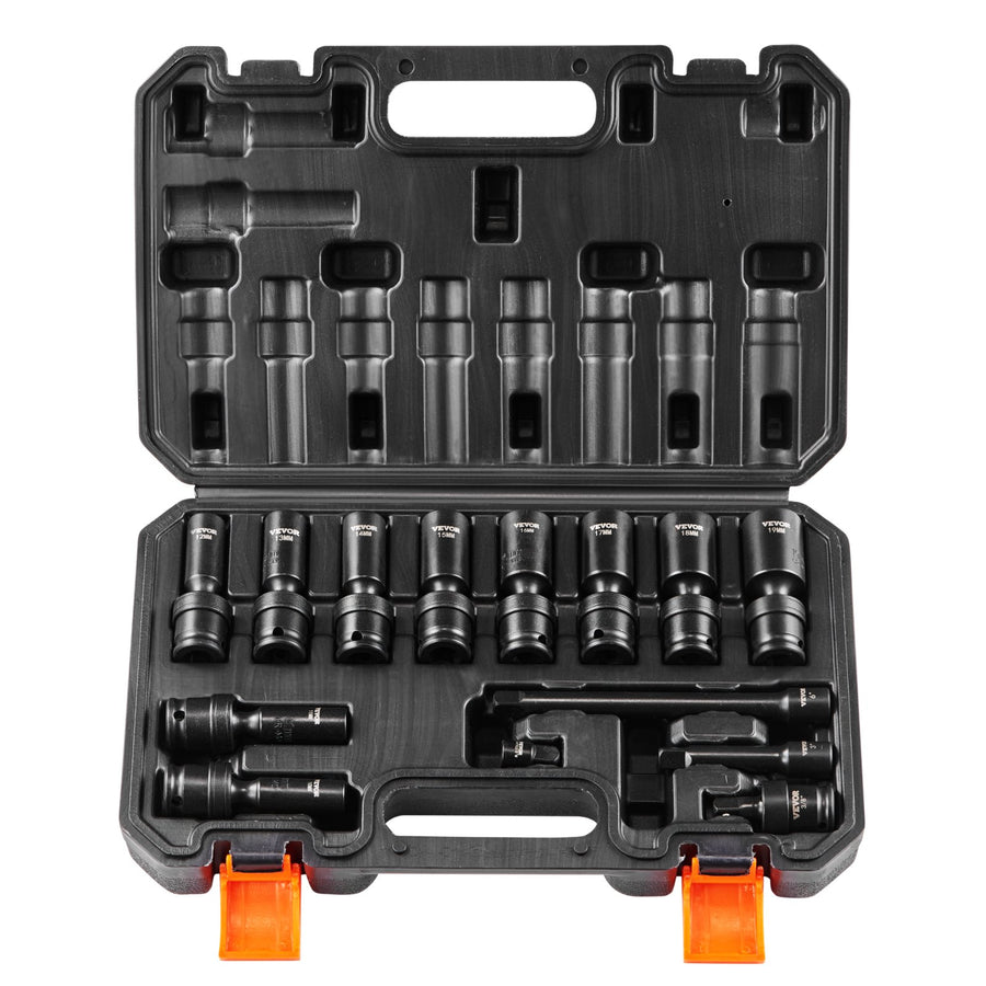 VEVOR 360 Degree Swivel Impact Sockets Set 14pcs 6-Point 3/8in Drive Socket Set
