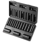 3/8" Drive Impact Socket Set, 15 Piece Deep Socket Set Metric 8-22mm, 6 Point Cr-Mo Alloy Steel for Auto Repair, Easy-to-Read Size Markings, Rugged Construction, Includes Storage Case