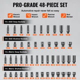 VEVOR Impact Sockets Set 48pcs 6-Point 1/4