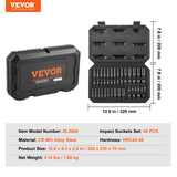 VEVOR Impact Sockets Set 48pcs 6-Point 1/4