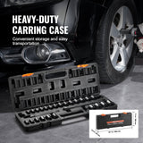 VEVOR Impact Sockets Set 29pcs 6-Point 3/8in Drive Bit Ratchet Tool Kit Case