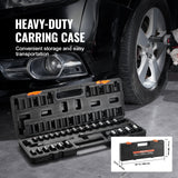 VEVOR Impact Sockets Set 29pcs 6-Point 3/8in Drive Bit Ratchet Tool Kit Case - Rear View