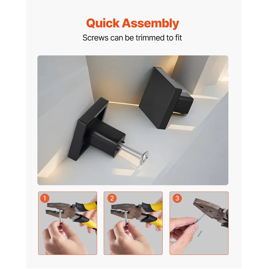 Cabinet Knobs, 10 Pack, 30 mm Black Zinc Alloy Drawer Pulls & Door Handles, Square Kitchen Solid Knobs Dresser Handles, Cupboard Hardware with Screws for Kitchen Bathroom Closet Cabinets Drawers