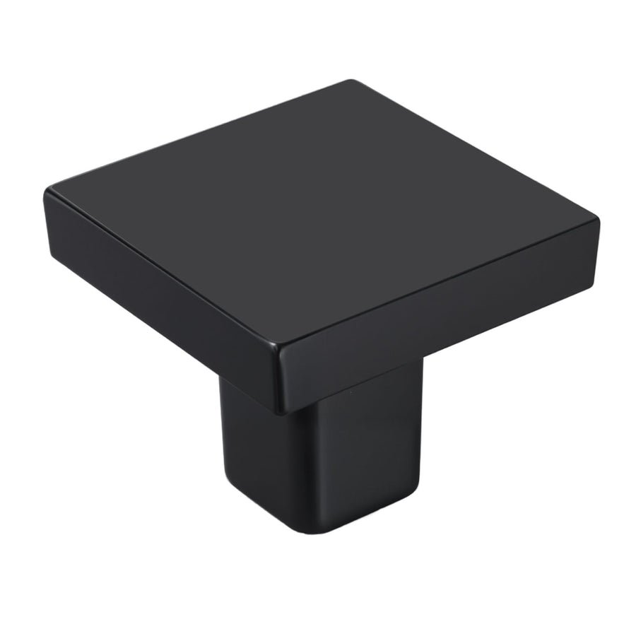 Cabinet Knobs, 10 Pack, 30 mm Black Zinc Alloy Drawer Pulls & Door Handles, Square Kitchen Solid Knobs Dresser Handles, Cupboard Hardware with Screws for Kitchen Bathroom Closet Cabinets Drawers