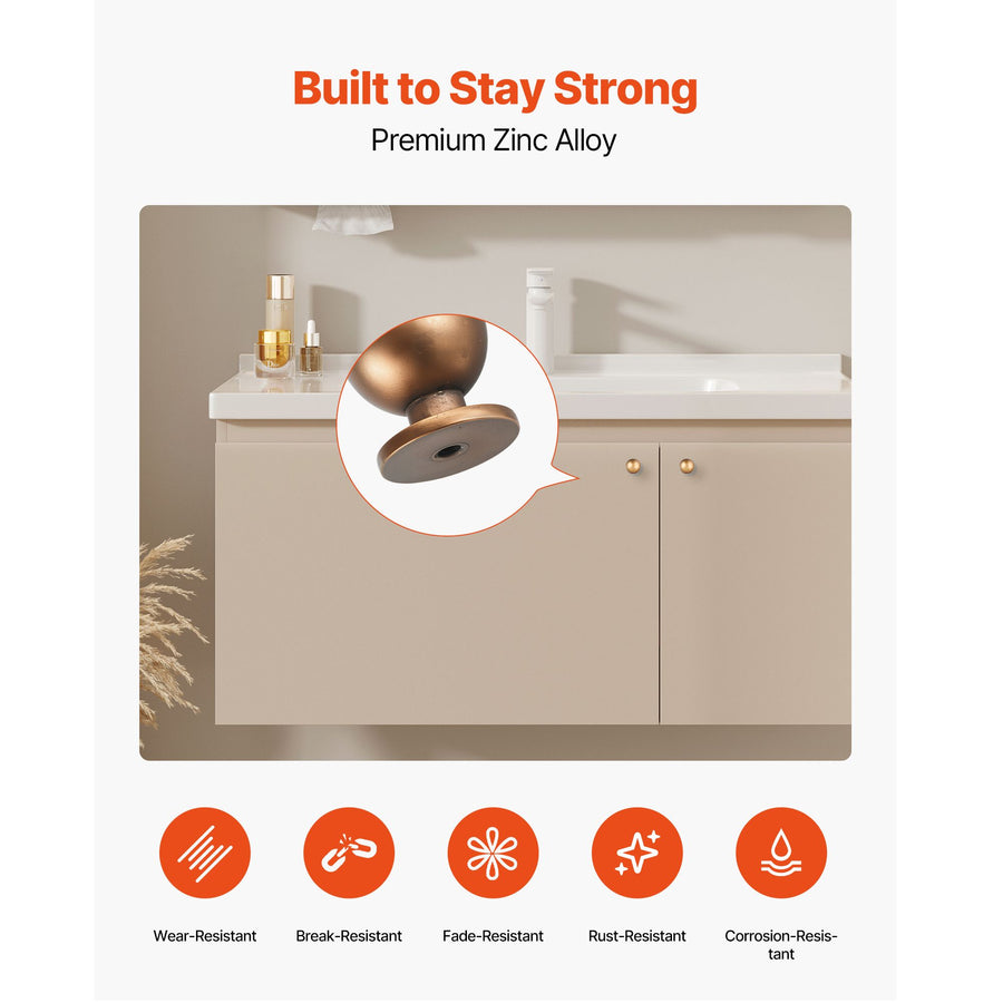 Cabinet Knobs, 12 Pack, 25 mm Zinc Alloy Drawer Pulls Door Handles, Round Kitchen Dresser Solid Knobs Cupboard Hardware with Screws for Bathroom Closet Cabinets Drawers, Antique Brass Color