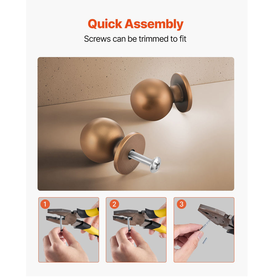 Cabinet Knobs, 12 Pack, 25 mm Zinc Alloy Drawer Pulls Door Handles, Round Kitchen Dresser Solid Knobs Cupboard Hardware with Screws for Bathroom Closet Cabinets Drawers, Antique Brass Color