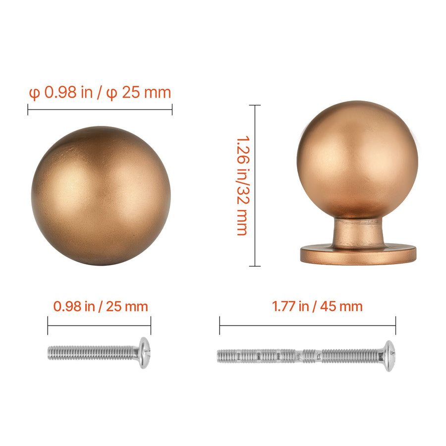 Cabinet Knobs, 12 Pack, 25 mm Zinc Alloy Drawer Pulls Door Handles, Round Kitchen Dresser Solid Knobs Cupboard Hardware with Screws for Bathroom Closet Cabinets Drawers, Antique Brass Color