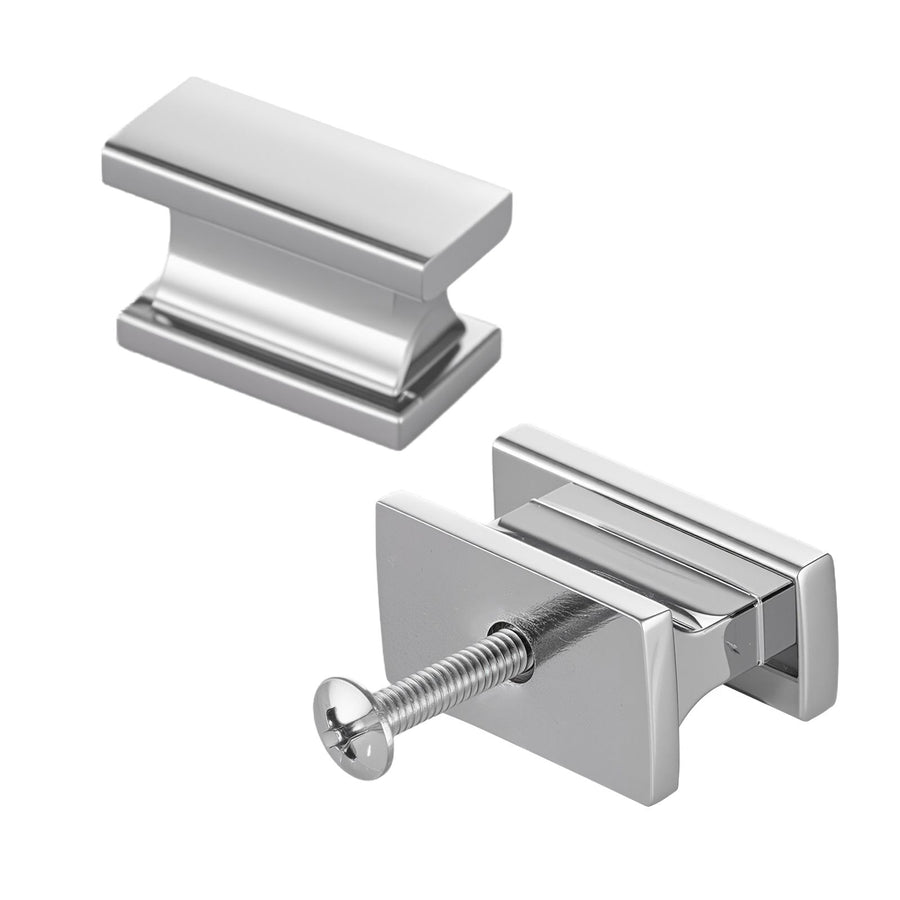 Cabinet Knobs, 10 Pack, 36 mm Zinc Alloy Drawer Pulls Door Handles, Rectangular Kitchen Dresser Solid Knobs, Cupboard Hardware with Screws for Bathroom Closet Cabinets Drawers, Chrome Color