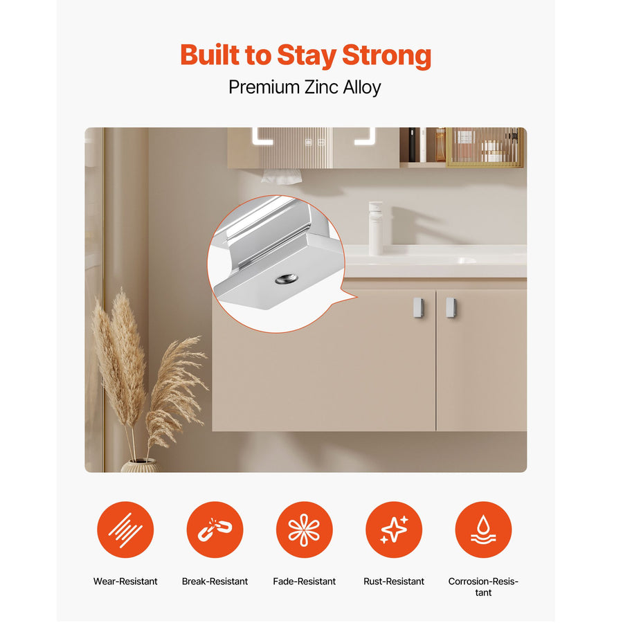Cabinet Knobs, 10 Pack, 36 mm Zinc Alloy Drawer Pulls Door Handles, Rectangular Kitchen Dresser Solid Knobs, Cupboard Hardware with Screws for Bathroom Closet Cabinets Drawers, Chrome Color