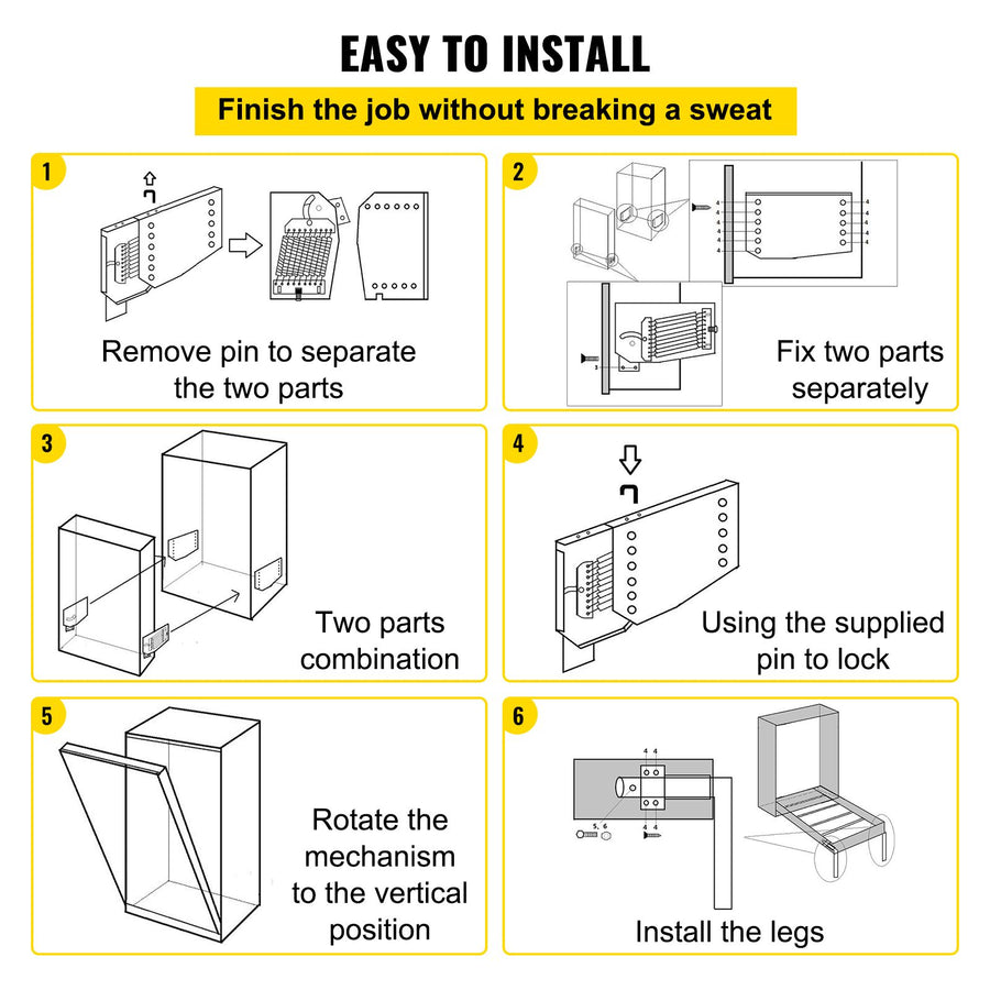 Murphy Mounting Wall Springs Mechanism, Heavy Duty Support Hardware DIY Kit, Bed Springs Mechanism Ideal for King Queen Bed (Vertical), White