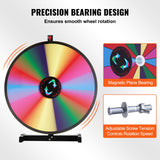 VEVOR 24 inch Spinning Prize Wheel, 14 Slots Tabletop Spinner, Heavy Duty Roulette Wheel with a Dry Erase and 2 Markers, Win Fortune Spin Games in Party Pub Trade Show Carnival - Side View