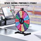 VEVOR 24 inch Spinning Prize Wheel, 14 Slots Tabletop Spinner, Heavy Duty Roulette Wheel with a Dry Erase and 2 Markers, Win Fortune Spin Games in Party Pub Trade Show Carnival - 45-Degree Angle