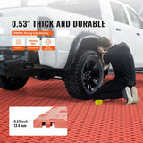VEVOR Garage Tiles Interlocking 12x12 in 50 Pack Garage Flooring Tiles Red - Side View
