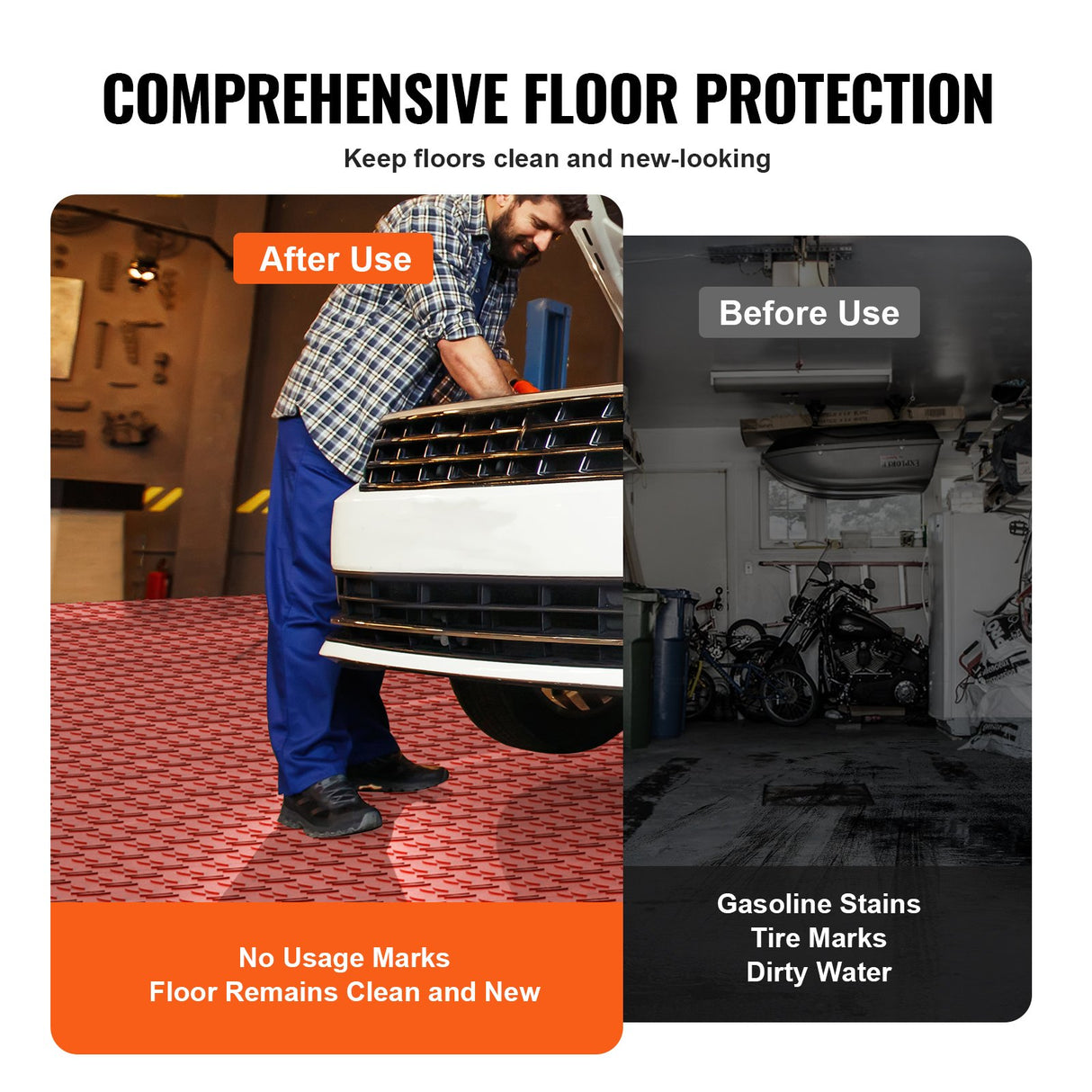 VEVOR Garage Tiles Interlocking 12x12 in 50 Pack Garage Flooring Tiles Red