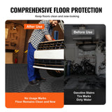 VEVOR Garage Tiles Interlocking, 12 x 12 x 0.53 inch 50 Pack Garage Floor Covering Tiles, Non-Slip Double-Sided Texture Garage Flooring Tiles, for Garages, Basements, Repair Shops, Black - 45-Degree Angle