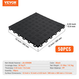 VEVOR Garage Tiles Interlocking, 12 x 12 x 0.53 inch 50 Pack Garage Floor Covering Tiles, Non-Slip Double-Sided Texture Garage Flooring Tiles, for Garages, Basements, Repair Shops, Black - Close-Up Angle