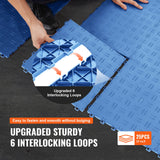 VEVOR Garage Tiles Interlocking 12x12 in 25 Pack Garage Flooring Tiles Blue - Rear View