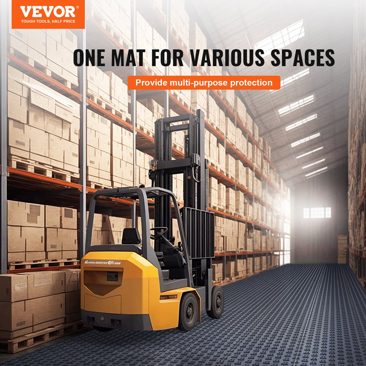 VEVOR Garage Tiles Interlocking, 12 x 12 x 0.53 inch 50 Pack Garage Floor Covering Tiles, Non-Slip D