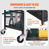 VEVOR Garden Tool Organizer, 16 Slots with Hooks, Yard Tool Tower Rack with Wheels for Garage Organization and Storage, Hold Long-Handled Tool/Rake/Broom, Metal Tool Stand Holder for Shed, Outdoor - Top-Down View