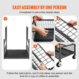 VEVOR Garden Tool Organizer, 16 Slots with Hooks, Yard Tool Tower Rack with Wheels for Garage Organization and Storage, Hold Long-Handled Tool/Rake/Broom, Metal Tool Stand Holder for Shed, Outdoor - 45-Degree Angle
