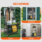 VEVOR Garden Tool Organizer, 16 Slots with Hooks, Yard Tool Tower Rack with Wheels for Garage Organization and Storage, Hold Long-Handled Tool/Rake/Broom, Metal Tool Stand Holder for Shed, Outdoor - Rear View