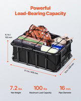 VEVOR Rear Bike Basket Large Bicycle Basket with Cargo Net Rainproof Cover Liner - Front View
