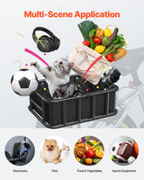 VEVOR Rear Bike Basket Large Bicycle Basket with Cargo Net Rainproof Cover Liner - Top-Down View