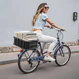 VEVOR Rear Bike Basket Large Bicycle Basket with Cargo Net Rainproof Cover Liner - Low Angle