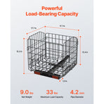 Scooter Rear Basket, Folding Metal Wire Basket, Heavy Duty & Spacious Cargo Basket, Works with 1-inch Receiver, Compatible with Most Golden, Drive & Pride Mobility Scooter