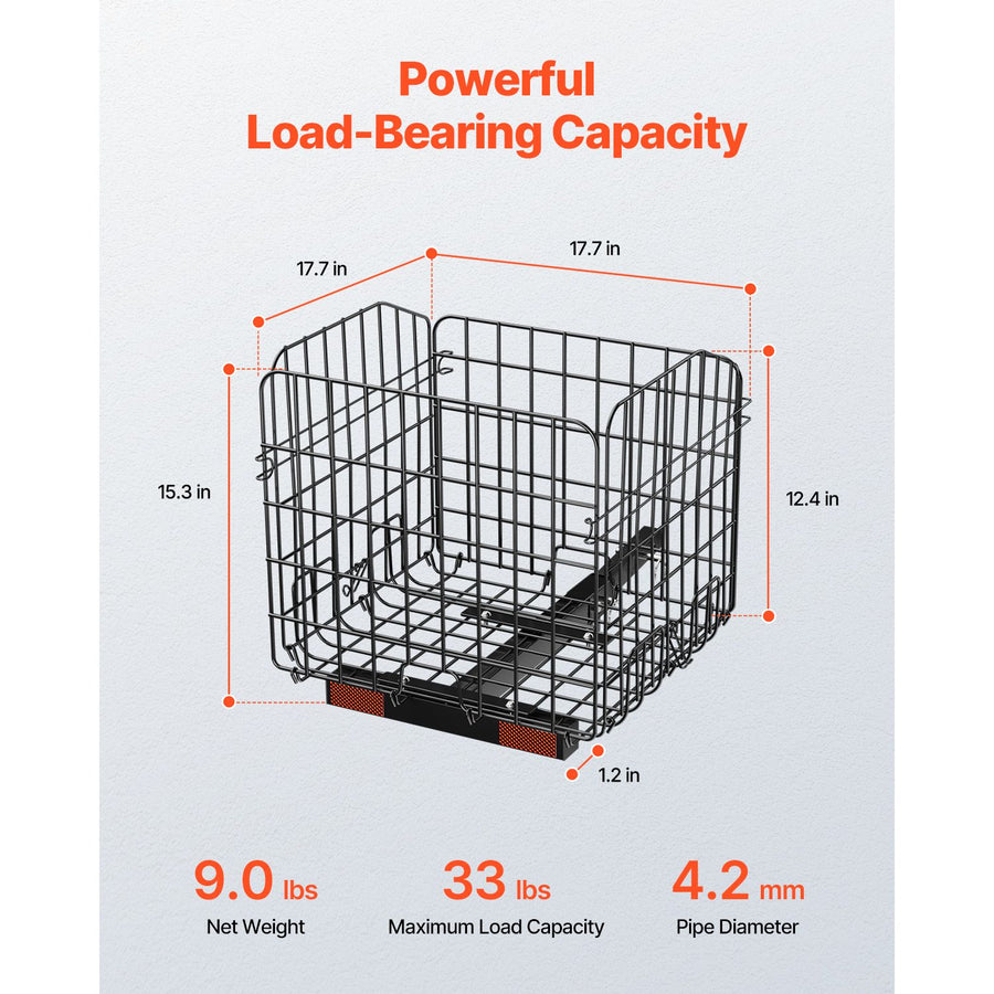 Scooter Rear Basket, Folding Metal Wire Basket, Heavy Duty & Spacious Cargo Basket, Works with 1-inch Receiver, Compatible with Most Golden, Drive & Pride Mobility Scooter