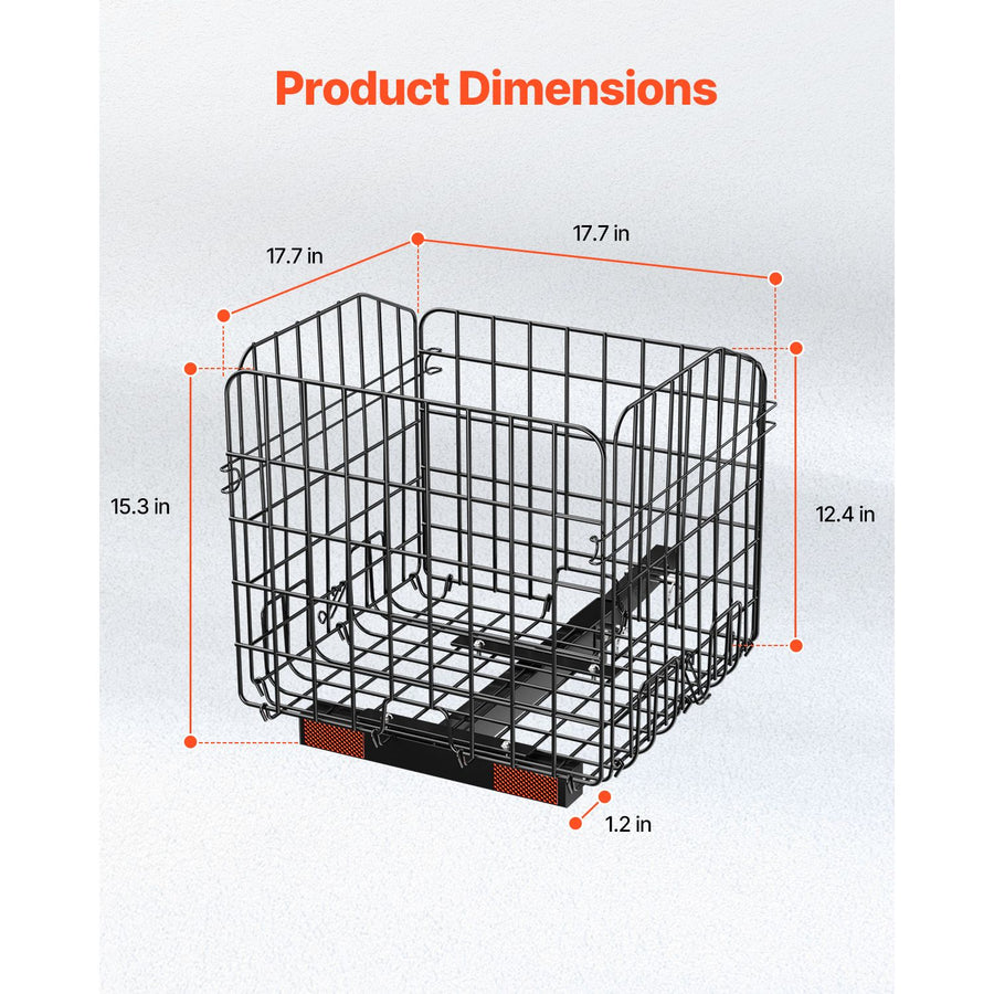 Scooter Rear Basket, Folding Metal Wire Basket, Heavy Duty & Spacious Cargo Basket, Works with 1-inch Receiver, Compatible with Most Golden, Drive & Pride Mobility Scooter