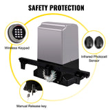 VEVOR Sliding Gate Opener Automatic Sliding Gate 1800 KG 4 Remote & APP Control - Rear View