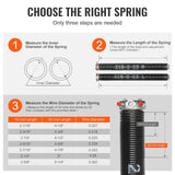 VEVOR Garage Door Torsion Springs Pair of 0.218 x 2 x 23inch with Winding Bars - Rear View