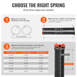 VEVOR Garage Door Torsion Springs, 16000 Cycles, Pair of 0.25 x 2 x 30inch, Garage Door Springs with Non-Slip Winding Bars, Mounting Tool and Gloves, Electrophoresis Coated, for Replacement - Rear View