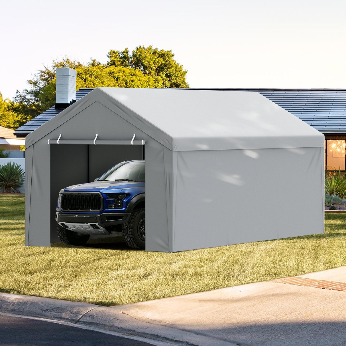 VEVOR Carport Replacement Canopy Cover Top + Side Wall 10 x 20 ft, Garage Tent Shelter Tarp Heavy-Duty Waterproof & UV Protected, Easy Installation
