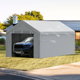 VEVOR Carport Replacement Canopy Cover Top + Side Wall 10 x 20 ft, Garage Tent Shelter Tarp Heavy-Duty Waterproof & UV Protected, Easy Installation with Ball Bungees,White (Frame Not Included) - Low Angle
