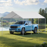 Carport Replacement Canopy, 6 x 3 m Potable Garage Tent Top Tarp, UV-Resistant & Waterproof Car Shelter Tarp, Heavy Duty Car Port Cover with Ball Buggees, Grey, Frame Not Included - Low Angle