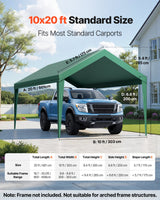 Carport Replacement Canopy, 6 x 3 m Potable Garage Tent Top Tarp, UV-Resistant & Waterproof Car Shelter Tarp, Heavy Duty Car Port Cover with Ball Buggees, Dark Green, Frame Not Included