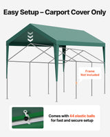 Carport Replacement Canopy, 6 x 3 m Potable Garage Tent Top Tarp, UV-Resistant & Waterproof Car Shelter Tarp, Heavy Duty Car Port Cover with Ball Buggees, Dark Green, Frame Not Included