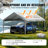 VEVOR Carport Replacement Canopy Cover 12 x 20 ft, Garage Top Tent Shelter Tarp Heavy-Duty Waterproof & UV Protected, Easy Installation with Ball
