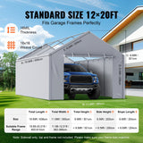 VEVOR Carport Replacement Canopy Cover Side Wall 6 x 3.6 m, Garage Tent Shelter Tarp Heavy-Duty Waterproof & UV Protected, Easy Installation with Ball Bungees,Grey (Top and Frame Not Included) - Top-Down View