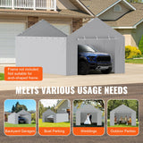 VEVOR Carport Replacement Canopy Cover Side Wall 6 x 3.6 m, Garage Tent Shelter Tarp Heavy-Duty Waterproof & UV Protected, Easy Installation with Ball Bungees,Grey (Top and Frame Not Included) - Close-Up Angle