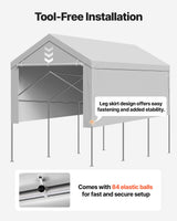 Carport Replacement Canopy, 6x 3.6 m Potable Garage Tent Top Tarp with Sidewalls, UV-Resistant & Waterproof, Heavy Duty Car Shelter Tarp with Ball Buggees, Grey, Frame Not Included