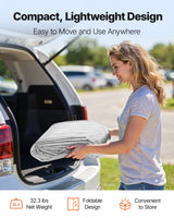 VEVOR Carport Replacement Canopy, 6x 3.6 m Potable Garage Tent Top Tarp with Sidewalls, UV-Resistant & Waterproof, Heavy Duty Car Shelter Tarp with Ball Buggees, Grey, Frame Not Included - Close-Up Angle