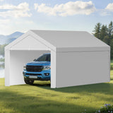 VEVOR Carport Replacement Canopy, 6x 3.6 m Potable Garage Tent Top Tarp with Sidewalls, UV-Resistant & Waterproof, Heavy Duty Car Shelter Tarp with Ball Buggees, Grey, Frame Not Included - Low Angle