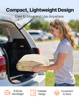 VEVOR Carport Replacement Canopy, 6 x 3.6 m Potable Garage Tent Top Tarp, UV-Resistant & Waterproof Car Shelter Tarp, Heavy Duty Car Port Cover with Ball Buggees, Beige, Frame Not Included - Close-Up Angle