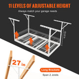 VEVOR Overhead Adjustable Garage Storage Rack 36x72in Ceiling Rack 550lbs White - 45-Degree Angle