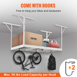 VEVOR Overhead Adjustable Garage Storage Rack 36x72in Ceiling Rack 550lbs White - Rear View