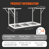 VEVOR Overhead Adjustable Garage Storage Rack 36x72in Ceiling Rack 550lbs White - Close-Up Angle